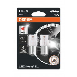 P21W LED ĹžĂĄrovky OSRAM LEDriving ÄervenĂĄ 12V
